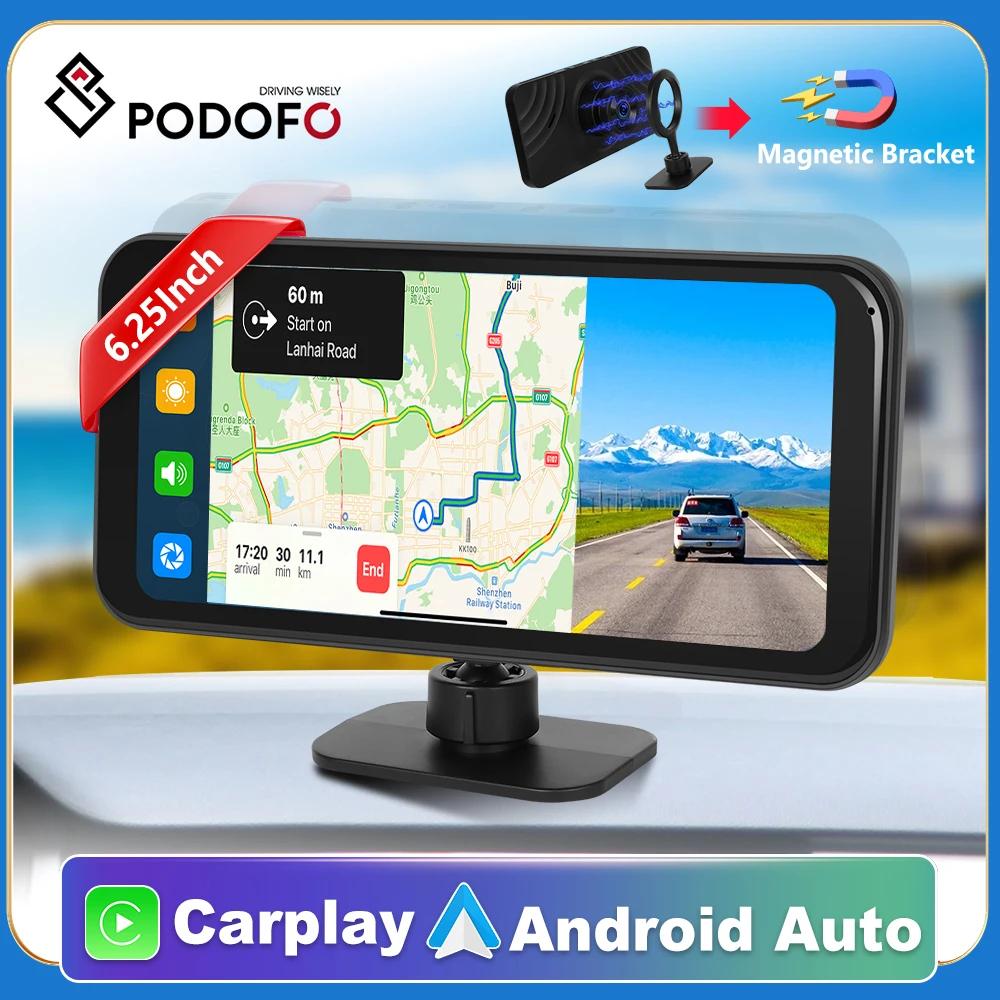 Podofo  ī÷, ȵ̵ ڵ ÷̾, 6.25 ġ  Ĺ ī޶ DVR, 4K ڵ BT FM AUX ú DVR